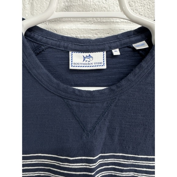SOUTHERN TIDE Men's Cat Stripe Nautical Crew LS Lightweight Sweatshirt XL - Picture 2 of 5